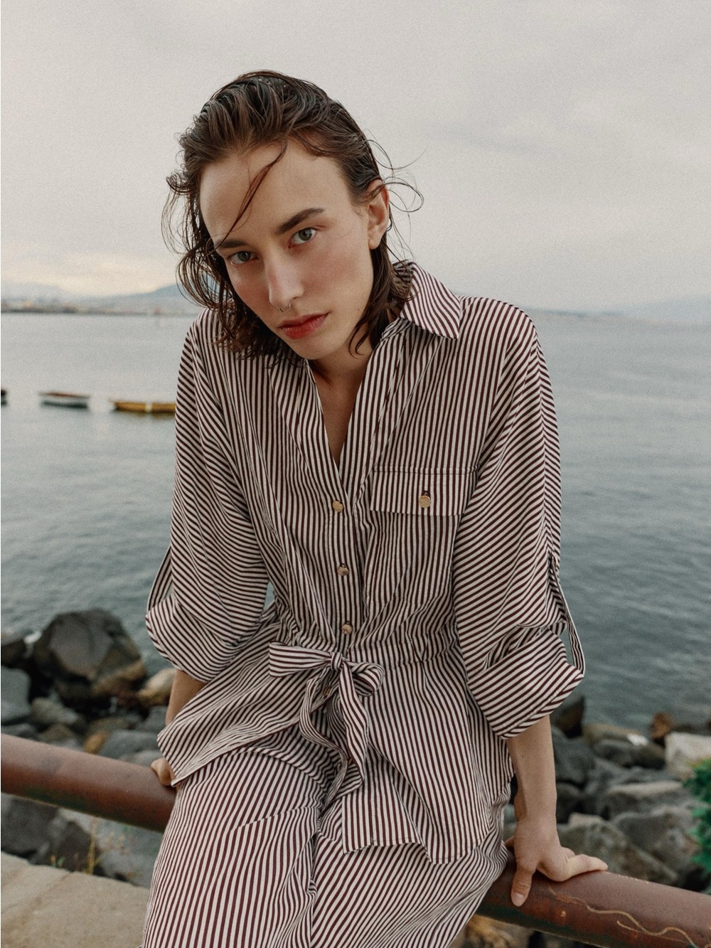 ZARA STRIPED SAFARI SHIRT